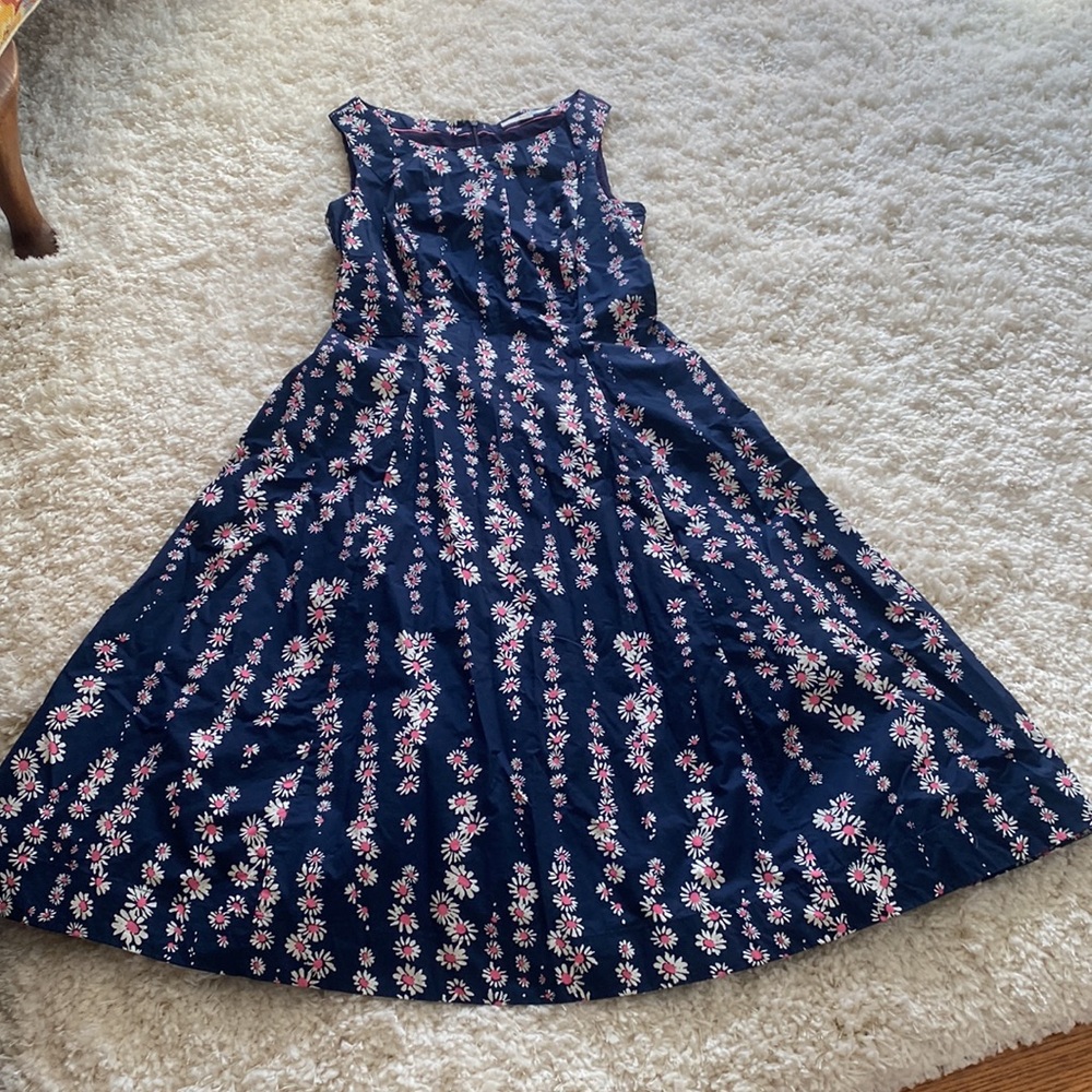 Boden Navy Floral Midi Dress EUC US size 6